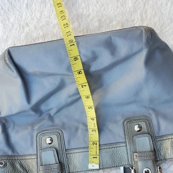 Coach pearl grey tote with patent‎ trim